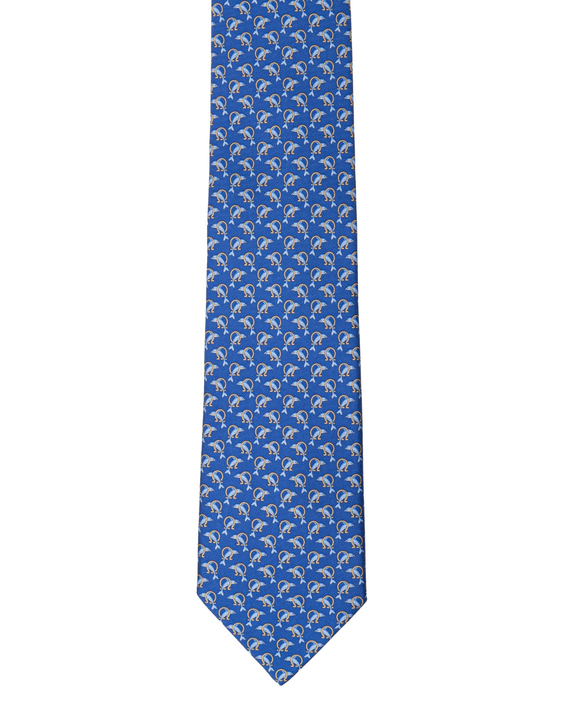 shop SALVATORE FERRAGAMO  Cravatta: Salvatore Ferragamo cravatta in seta con stampa delfino intrecciata con l'iconico Gancini. 
Composizione: 100% seta.
Made in Italy.. 350771 4ELISIR-002755881 number 9518179
